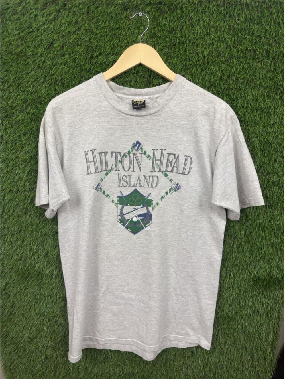 Vintage 90s Hilton Head Island Golf Graphic T-Shirt H.L. Miller Gold USA Large